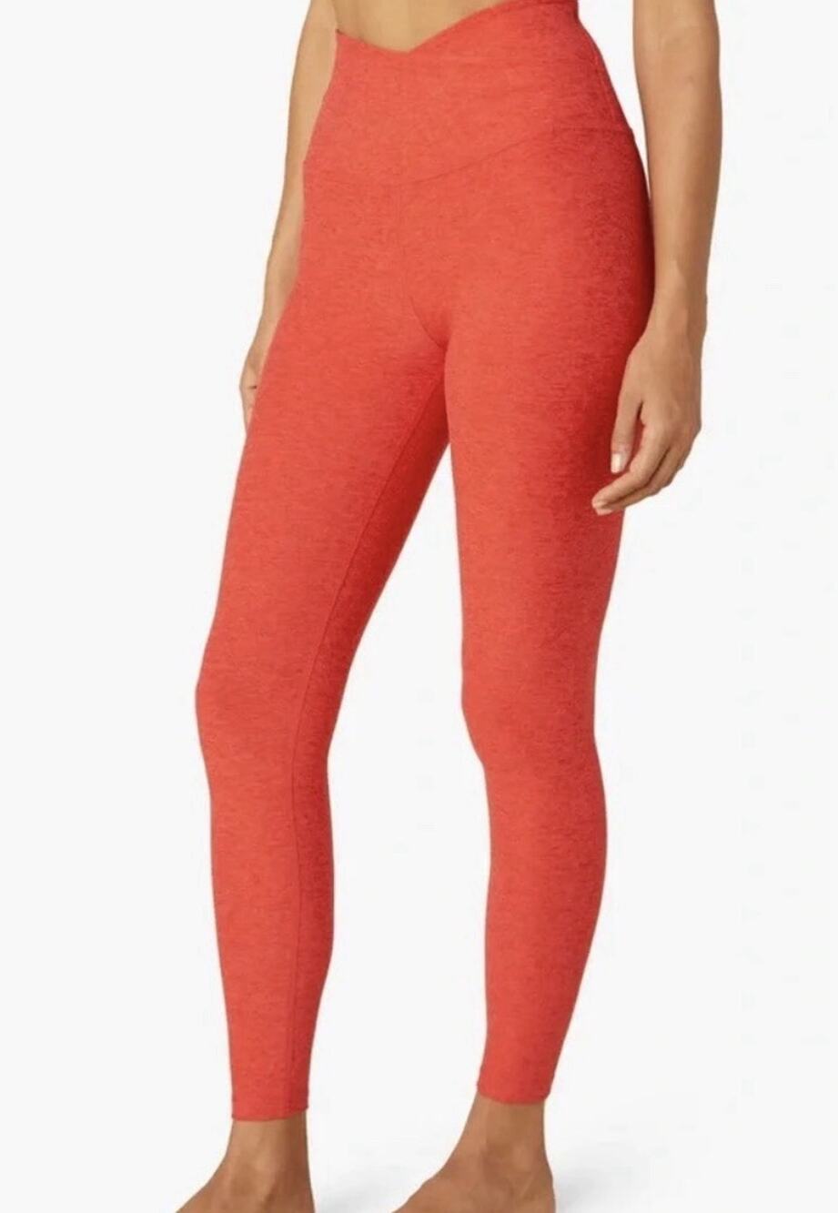 Beyond Yoga Heather Orange Spacedye At Your Leisure High Waisted Midi Legging S